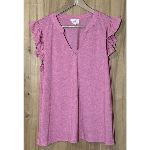 Bibi Womens Size Large Pink Loose Ruffle Sleeve Top 1P7266 - Picture 1 of 5